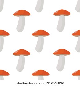 Cute vector seamless pattern made of ripe brawn vector mushrooms. 