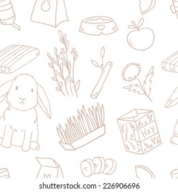 Cute vector seamless pattern with rabbit elements