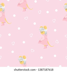 Cute vector seamless pattern with rats. Mouse pattern vector illustration.