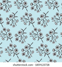 cute vector seamless pattern with a sketch of flower twigs. can be used as Wallpaper, poster, print for clothing, fabric, textiles, notebooks, wrapping paper, scrapbooking