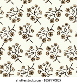 cute vector seamless pattern with a sketch of flower twigs. can be used as Wallpaper, poster, print for clothing, fabric, textiles, notebooks, wrapping paper, scrapbooking