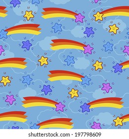 Cute vector seamless pattern with stars.