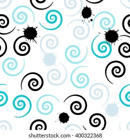 Cute vector seamless pattern . Swirl, brush strokes.  Endless texture can be used for printing onto fabric or paper.