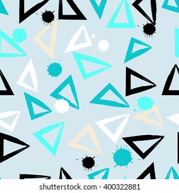 Cute vector seamless pattern . Triangles, brush strokes.  Endless texture can be used for printing onto fabric or paper.