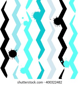 Cute vector seamless pattern . Wavy lines, brush strokes and blots.  Endless texture can be used for printing onto fabric or paper.