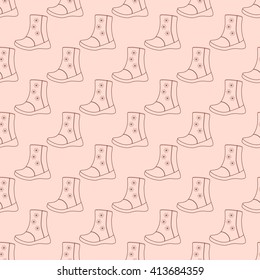 Cute vector seamless pattern with winter shoes can be used for wallpaper, fills, web page background, texture