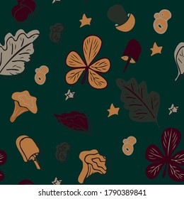 Cute vector seamless patterns. Autumn motives