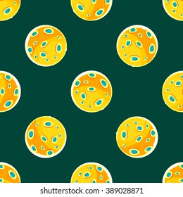 Cute Vector Seamless Print With Fantastic Multicolored Planets on Dark Blue Background 