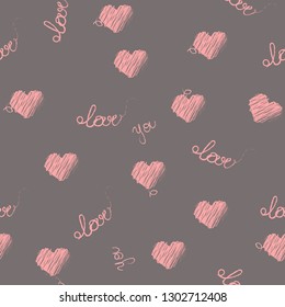 Cute vector seamless stitching doodle hearts