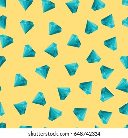 Cute vector seamless texture with diamonds on yellow background