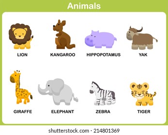 Cute vector Set of Animal for kids : Flat design