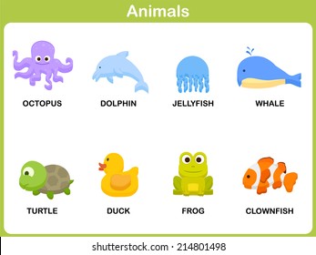 Cute vector Set of Animal for kids : Flat design