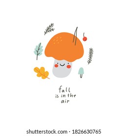 Cute Vector set of autumn - kawaii  mushroom