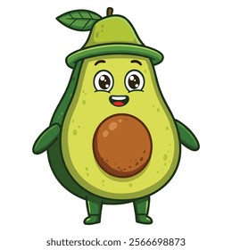 Cute vector set of avocado fruit character in vector illustration with white background 