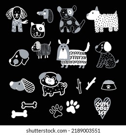 Cute vector set with decorative dogs.