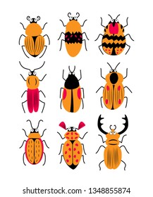 Cute Vector Set Different Doodle Bugs Stock Vector (Royalty Free ...