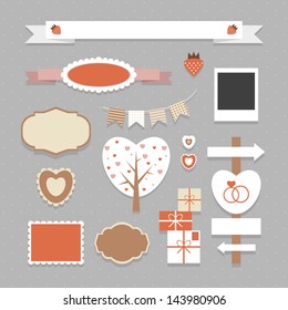 Cute vector set of different labels, sweets, shapes and other nice elements