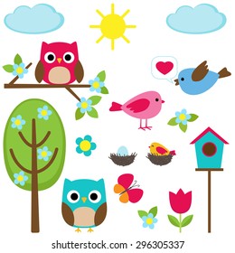 Cute vector set of different spring elements