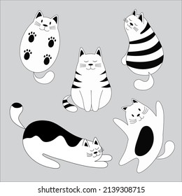 Cute vector set with funny cats in different poses. Funny pets.