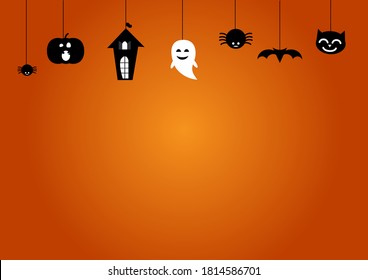 Cute vector set with halloween illustrations and icons set on blue background.