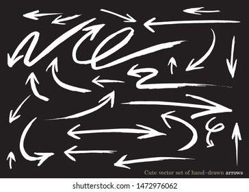 cute vector set of hand-drawn arrows,
doodle arrows for graphic and web design
