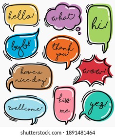 cute vector set of hand-drawn arrows,Hand drawn set speech bubbles with handwritten.