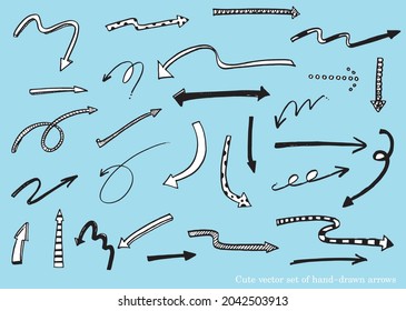 cute vector set of hand-drawn arrows,Hand drawn set of speech bubbles with handwritten,
doodle arrows for graphic and web design