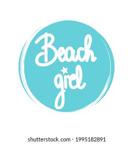 cute vector set of logo design templates, icons and badges for social media highlight with hand drawn lettering beach girl text