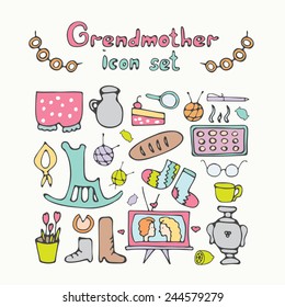 Cute vector set of my grandmother's vintage clothing. Hand drawn vector