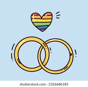 cute vector set with rings. LGBT colorful set