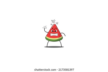 Cute vector set of watermelon fruit character in different action emotion. Collection of watermelon characters in different expressions, Funny fruit character isolated on white background