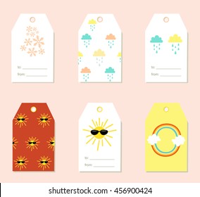 Cute vector set of weather tag label card banner design, vector art illustration