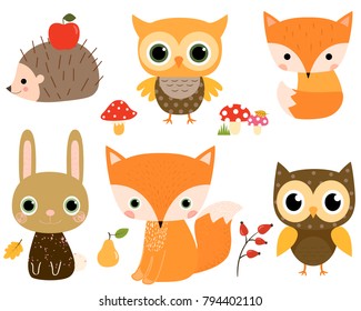 Cute Forest Animals Thanksgiving Design Stock Vector (Royalty Free ...