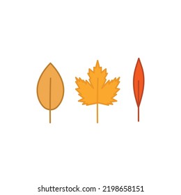 Cute vector set with yellow and orange leaves. Fall.
