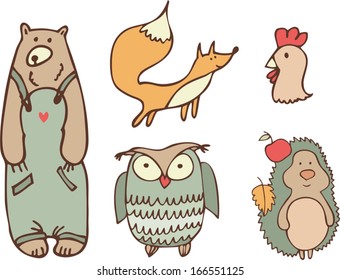 Cute Vector Set of Zoo Animals
