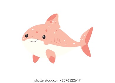 Cute vector shark illustration. Ocean aquatic shark animal vector cartoon on white background. Cartoon fish character. Funny shark. Comic sharks emotions. Shark mascot. Vector comic style fish