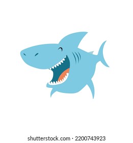 Cute vector shark. Sea animal. Funny cartoon shark. Cartoon character. shark laughing