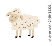 Cute vector sheep. Sheep in the hand drawn style. Farm animal. White isolated background. 