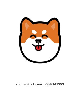 cute vector shiba dog head domestic