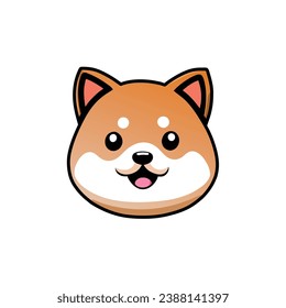 cute vector shiba dog head flat