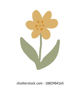 Cute vector  simple flowers on boho nursery clipart. Hand drawn doodle illustration. Cartoon kids clipart for baby shower, kids bedroom decor, birthday party or textile of apparel.