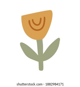 Cute vector  simple flowers on boho nursery clipart. Hand drawn doodle illustration. Cartoon kids clipart for baby shower, kids bedroom decor, birthday party or textile of apparel.
