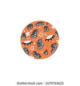 Cute vector sleeping  planet on white background. Illustration on scandinavian style 