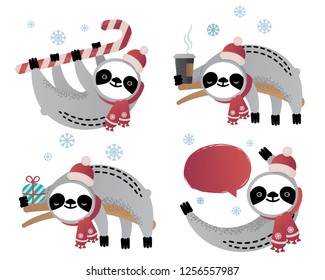 Cute vector sloth bear animal set. Can be used for cards, flyers, posters, t-shirts.