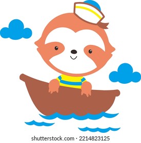 Cute Vector Slow Loris Riding A Boat