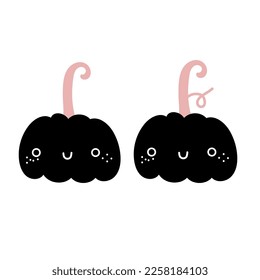 Cute vector smiling spooky pumpkin character for October halloween, thanksgiving. Sweet gourd character print, Mother's Day hug family on white background poster