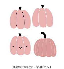Cute vector smiling spooky pumpkin character for October halloween, thanksgiving. Sweet gourd character print, Mother's Day hug family on white background poster
