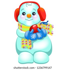 cute vector snowman, new year vector illustration