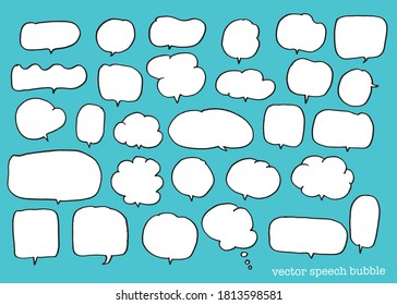 Cute vector speech bubble colorful set,Hand drawn set of speech bubbles with handwritten