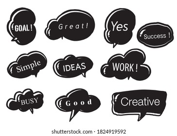 Cute vector speech bubble colorful set,Hand drawn set of speech bubbles with handwritten